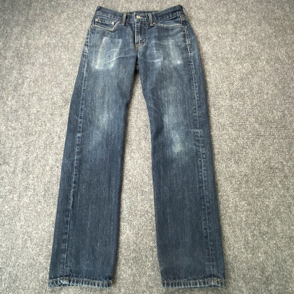 Levi's 514 Slim Straight Men 29x30.5 Blue Denim Distressed Fade Streetwear  Work